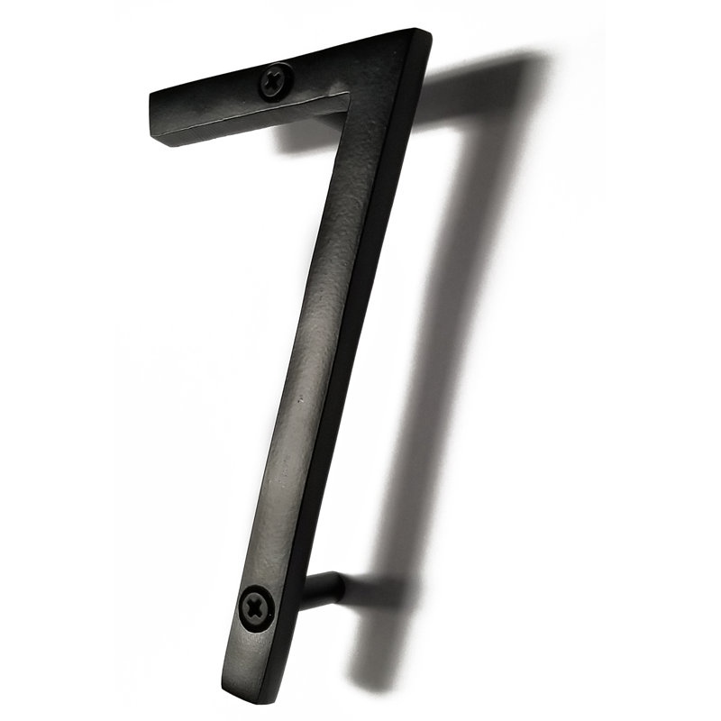Black Metal Floating House Number 7 with Mounting Hardware