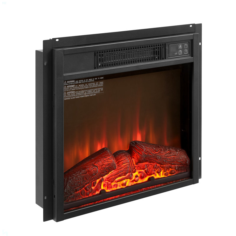 Electric Fireplace Insert 18" 1400W 120V ,Equipped With Remote Control, Ultra Thin Heater With Log Set & Realistic Flame