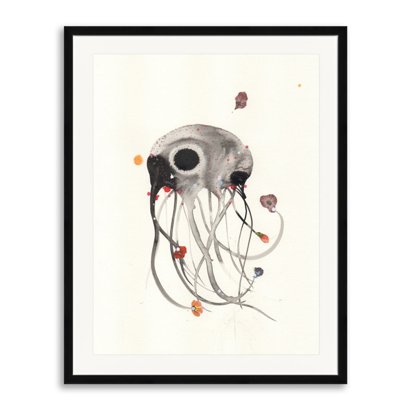 «Inky Rose» par Jenny Brown - impression, Papier avec cadre noir, H 30 po x l 24 po