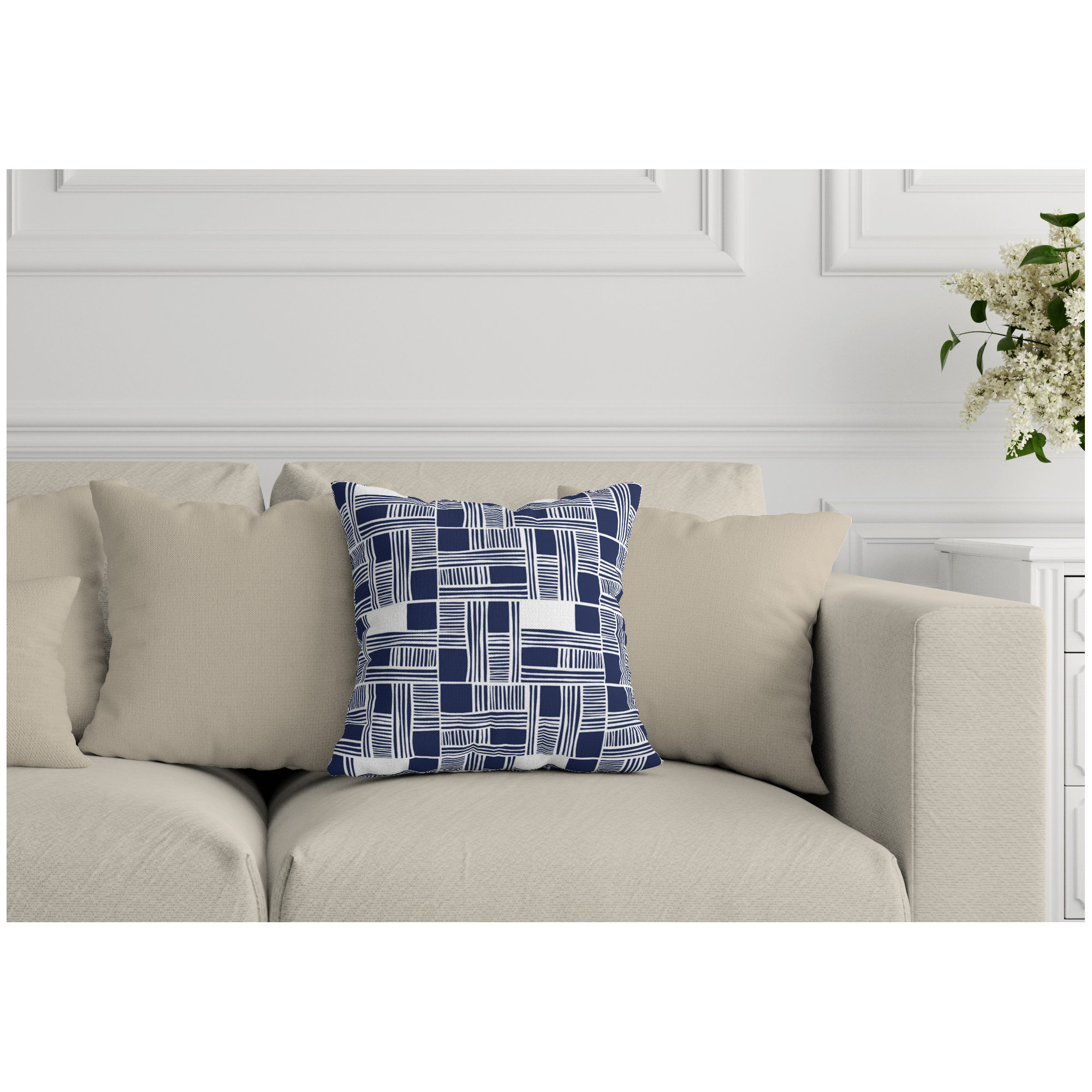 Kapri Indoor/Outdoor Throw Pillow, 15" x 15", Blue, Square