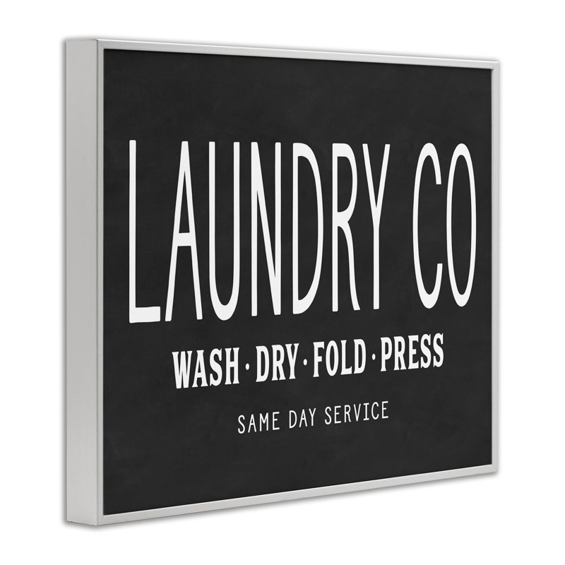 Laundry Essentials Chalkboard Giclee Art by Lettered and Lined, 11" H x 14" W, Coastal White Framed Giclee