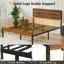 3 Piece Bedroom Set, Industrial Bed Frame with 2 Nightstands Set, Metal Platform Bed with Wood Headboard & Footboard, Farmhouse Bedroom Furniture Set with End Tables, No Box Spring Needed, Easy to Assembly-244382161-244382163