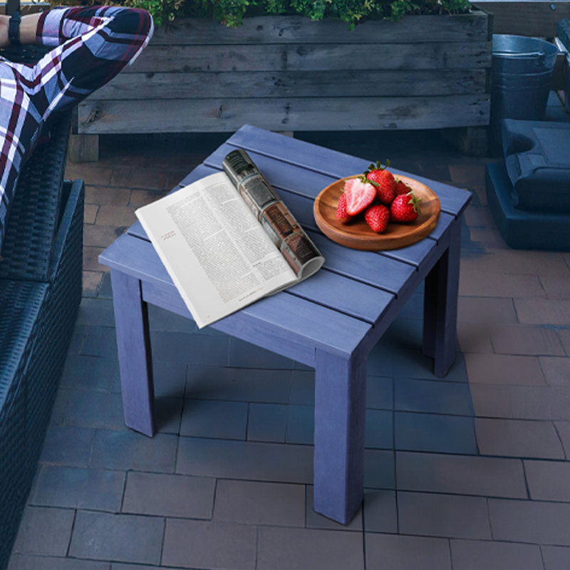 Table d'appoint d'extérieur en bois de sapin de qualité supérieure, bleu marine, Bleu