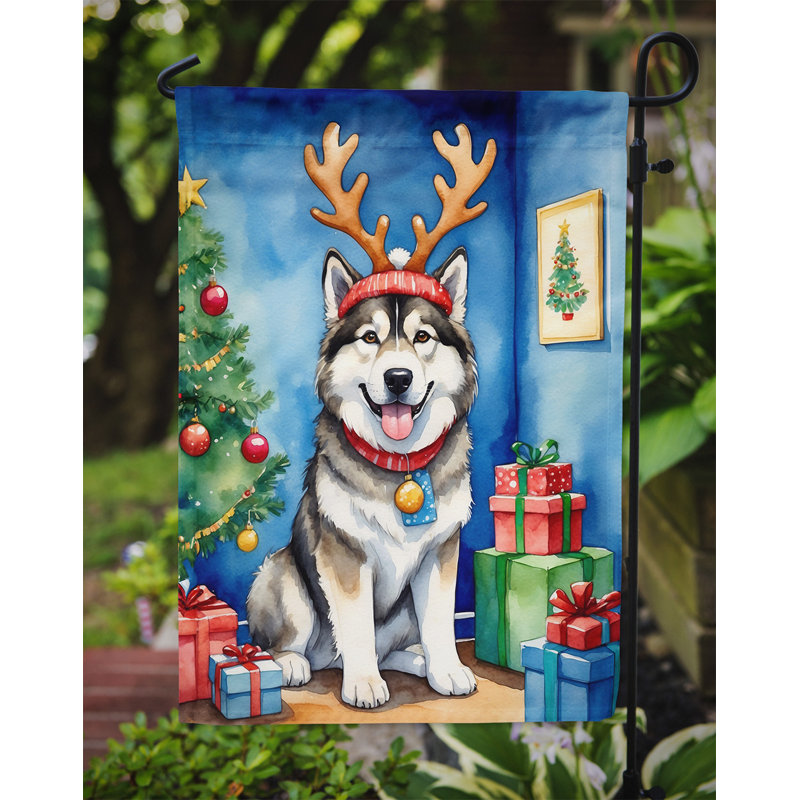 Drapeau de Noël renne de jardin, Malamute d’Alaska