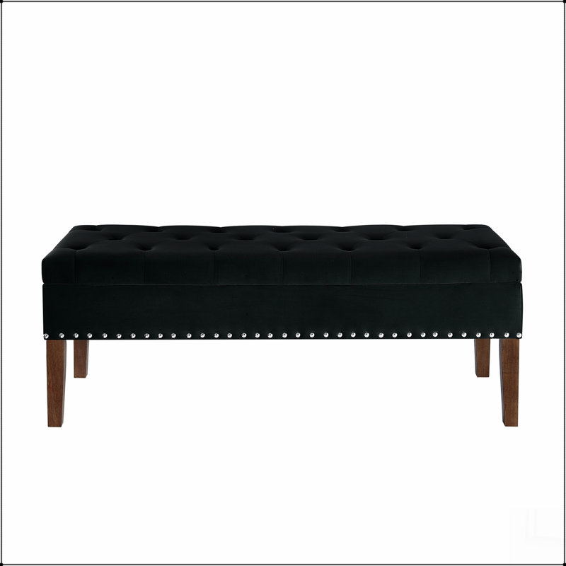 Banc capitonné avec rangement Design simple, confortable et durable, banc multifonctionnel, Noir