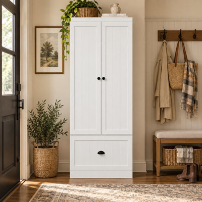 Roxana 27.6" W Tall Storage Cabinet with Drawer, Doors and Adjustable Shelves