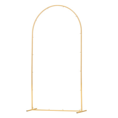 Arch Backdrop Stand, 7.2 x 4 ft, Stable Structure, Easy Assembly, 1 Piece Gold Metal Arch Backdrop Stand for Wedding, Birthday Party, Graduation, Holiday Celebration, and Ceremony Decoration