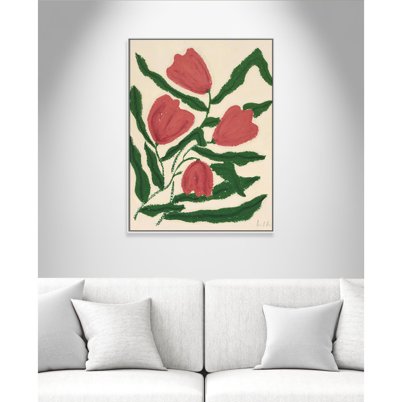 Red Tulips  Print by Camilla Bergqvist, 49.5" H x 37.5" W, White