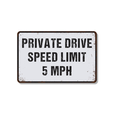 Private Drive Speed Limit 10 Inch x 14 Inch Novelty Aluminum Sign