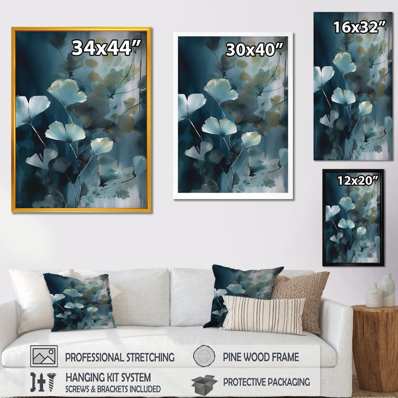 Rudaina Mystique de fougère II sur toile, H 20 po x l 12 po x P 1 po, Cadre photo noir