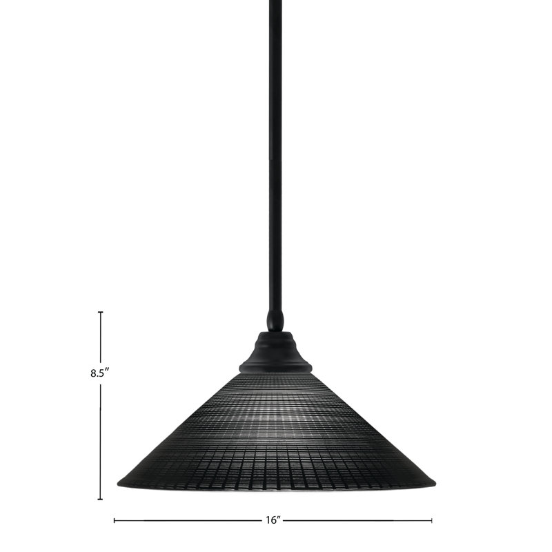 Luminaire suspendu à n'importe quelle tige, Noir,  Noir mat, H 8,5 po x l 16 po x P 16 po