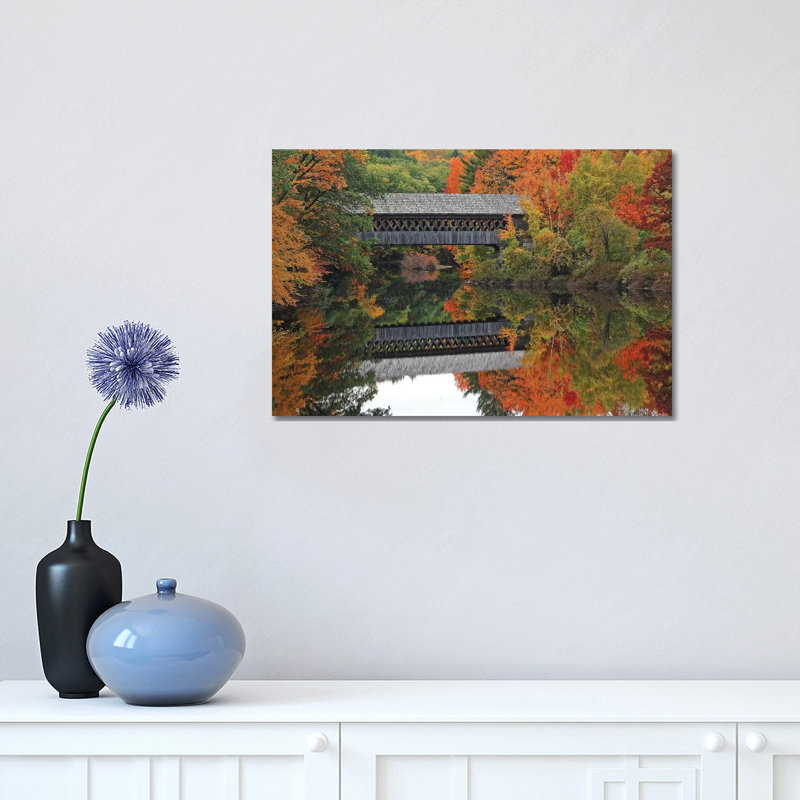 Autumn At Henriker Bridge by Brian Wolf - Wrapped Canvas Print, 30.48cm H x 45.72cm W x 1.91cm D