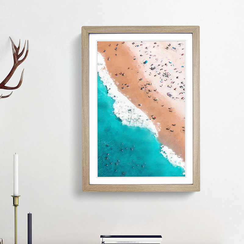 Bondi Beach Australia - Picture Frame Graphic Art Print, 65cm H x 48cm W x 2cm D, Oak Framed