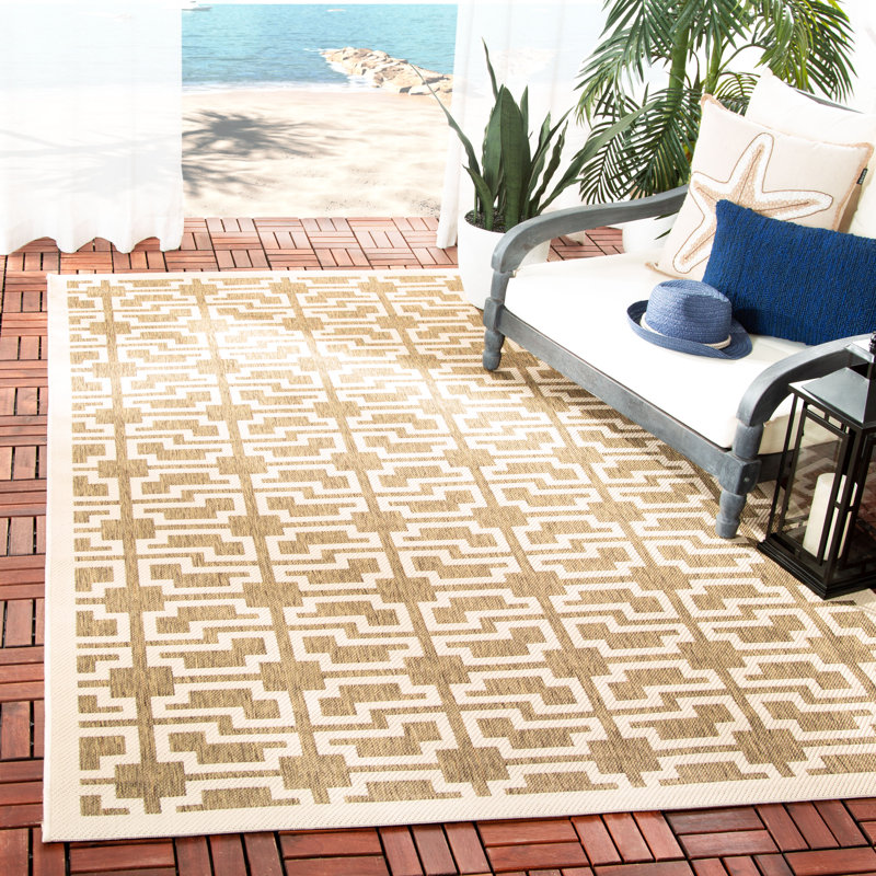 Tapis intérieur / extérieur moka / beige Arneshia, Rectangle 8 pi x 11 pi