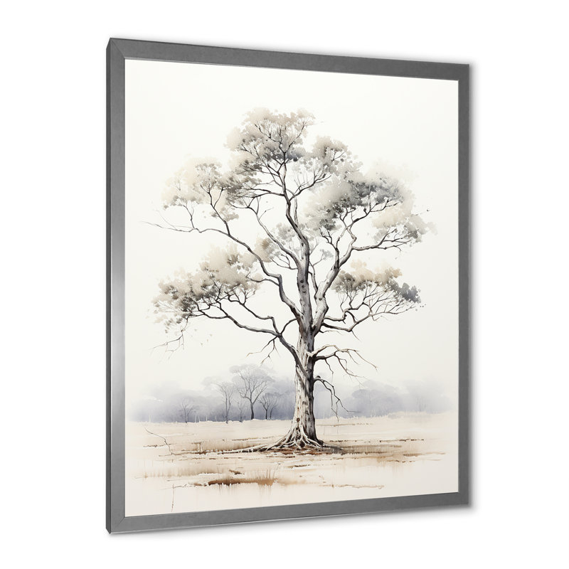 «Beige minimalisme», art mural africain, Cadre simple argenté, H 44 po x l 34 po x P 1,5 po