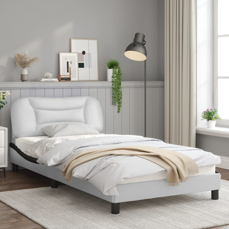 Lit tapissier Calayah, Blanc/Noir
