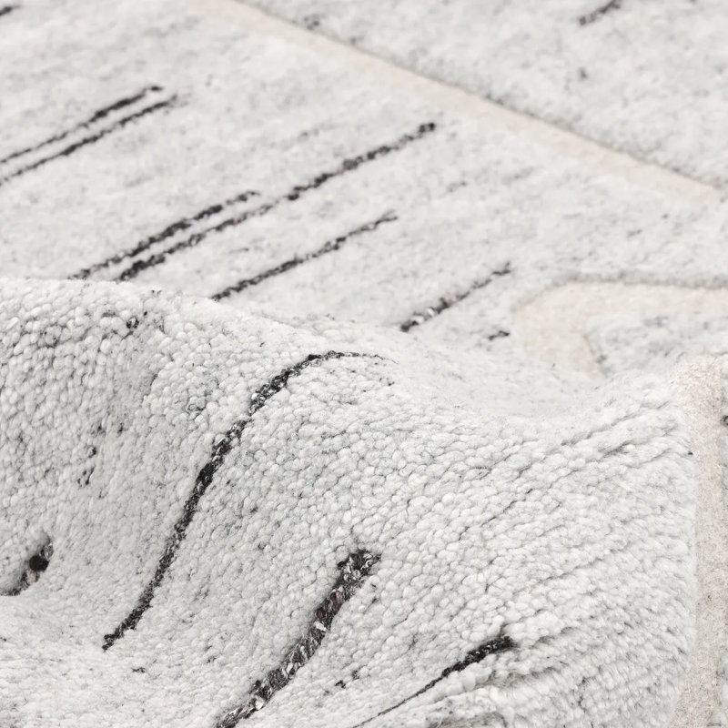 Abstract Area Rug in Light Gray/Black, Rectangle 9' x 12'
