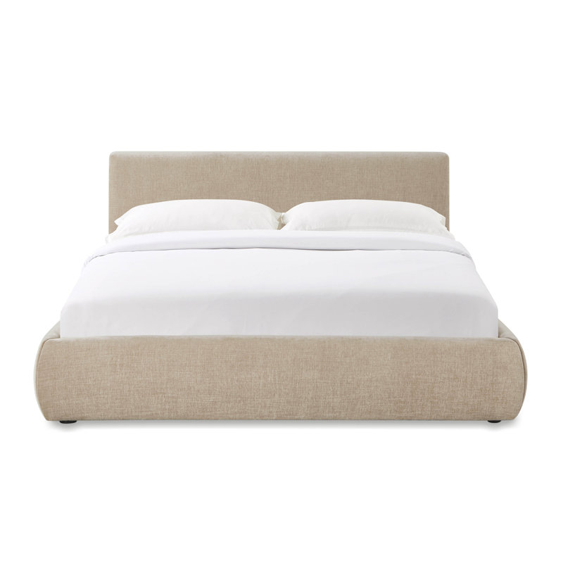 Lit en velours taupe texturé, Grand, Taupe