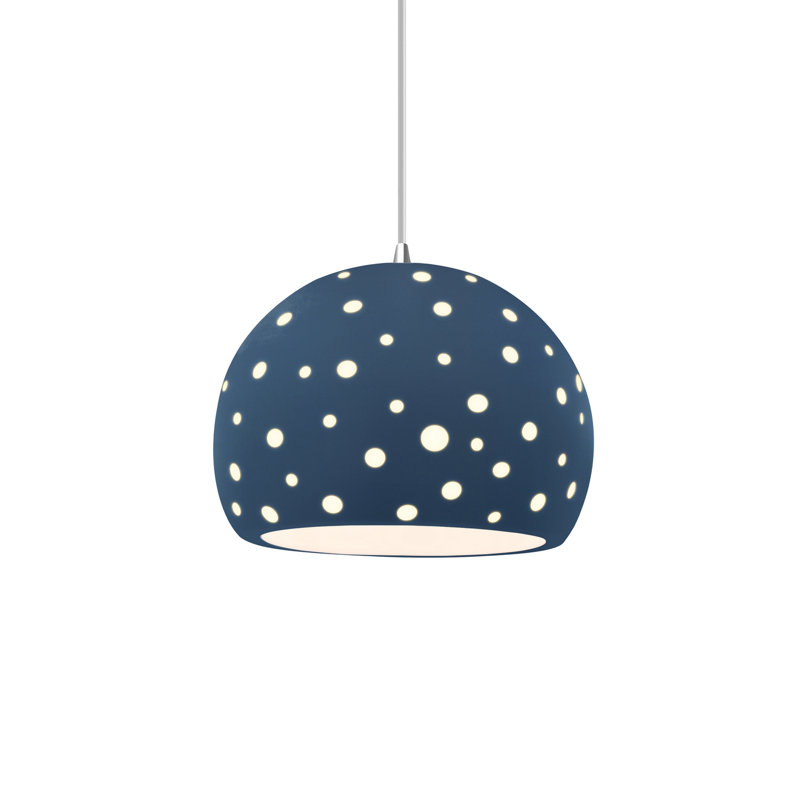 Luminaire suspendu sphère 1 lumière perforée - ciel de minuit - chrome poli - l 10 po x H 7,75 po - ampoule remplaçable - cordon blanc