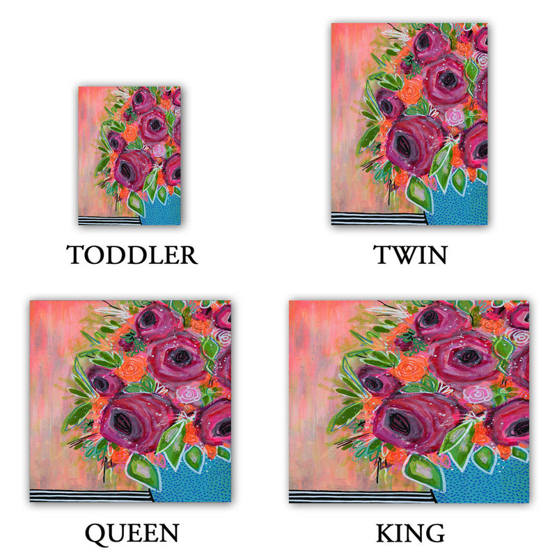 Polyester Floral Duvet Cover, 1 Queen Duvet Cover + 2 Standard Shams