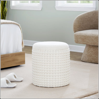 Repose-pieds de rangement élégant de 18 pouces avec texture en laine tissée 3D, parfait pour les espaces de vie modernes et fonctionnels