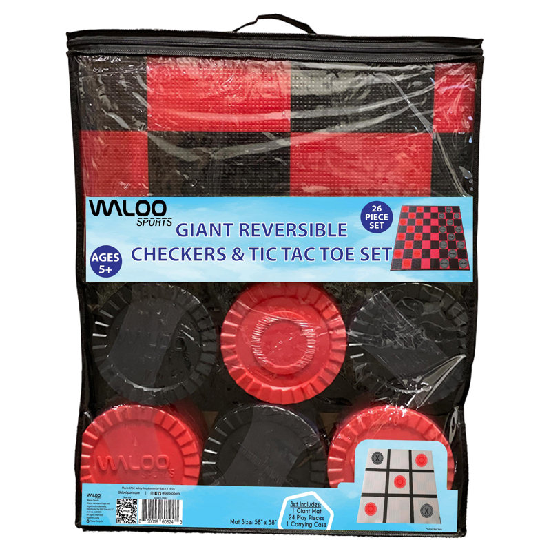 Waloo Sports Jumbo Reversible Checkers & Tic Tac Toe Set