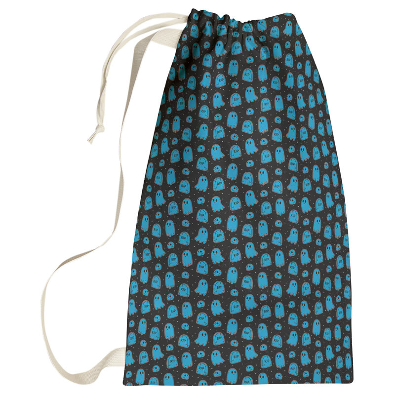 Kitterman Fabric Laundry Bag with Handles, Large (76.5" H x 29.5" W x 1.5" D), Black/Blue