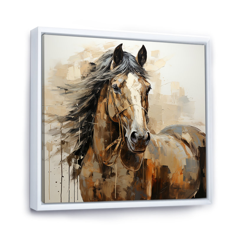 Cheval, liberté symbolique - impression sur toile, H 30 po x l 30 po x P 1 po, Cadre flottant blanc