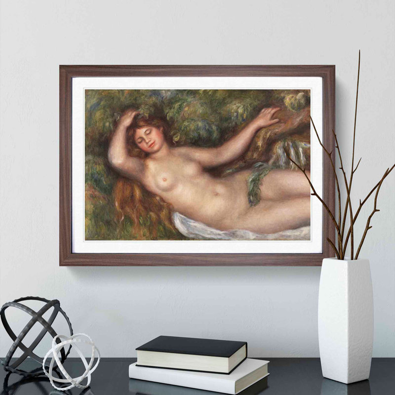 Reclining Nude by Pierre-Auguste Renoir - Framed Print, 48cm H x 65cm W x 2cm D, Walnut Framed