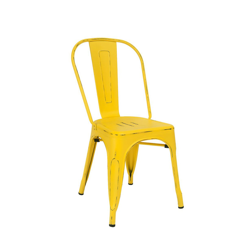 Slat Back Stacking Side Chair, Antique Yellow