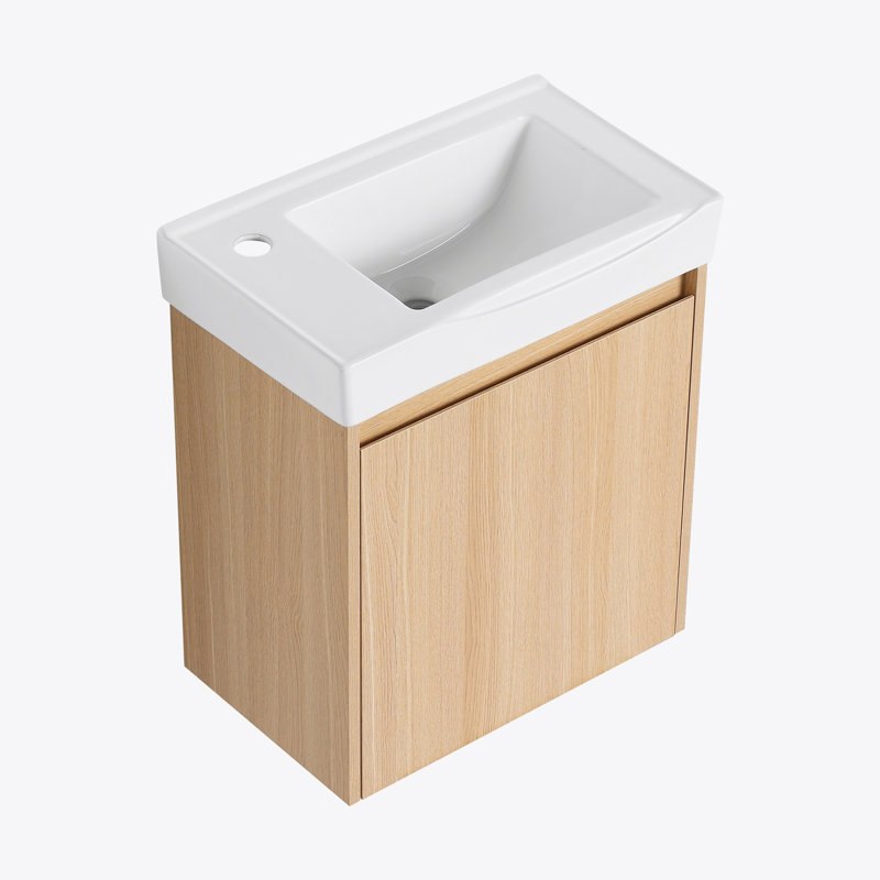 Ensemble de meuble-lavabo mural 20 po avec lavabo en céramique, armoire de rangement avec portes, ensemble d'armoire de salle de bain