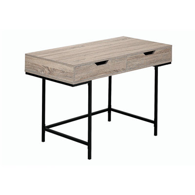 Bureau d'ordinateur, bureau personnel, ordinateur portable, tiroirs de rangement, l 48 po, travail, stratifié brun, métal noir, contemporain, moderne