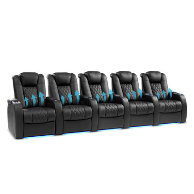 149.21 ''Three-Motor Geniue Leather Theater Seating Reclining Zero Gravity  Power Recliner Chair Movie Chair Gaming Seat With Tray Table USB Charging Cup Holders (Set Of 5)