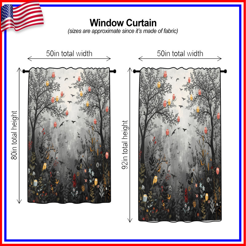 Rideaux de fenêtre Owl Tree, 50" x 92" - 1 Panel, Blockout