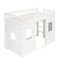 Lit mezzanine simple en bois massif avec finition blanche pour une chambre à coucher élégante, utilisation durable en pin-1358913117-1358913115