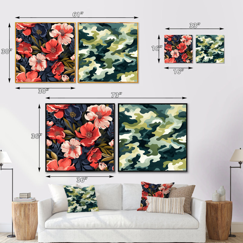 Heredia - Ensemble de 2 collages carrés abstraits, Cadre flottant noir, H 16 po x l 33 po