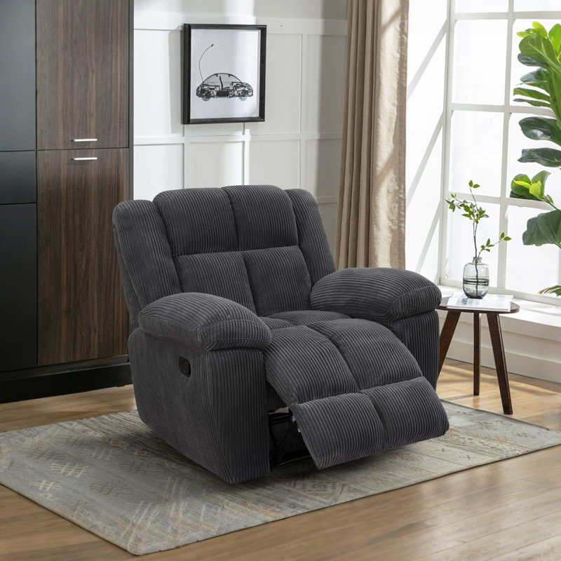 Fauteuil inclinable en velours côtelé 43 po, Gris foncé
