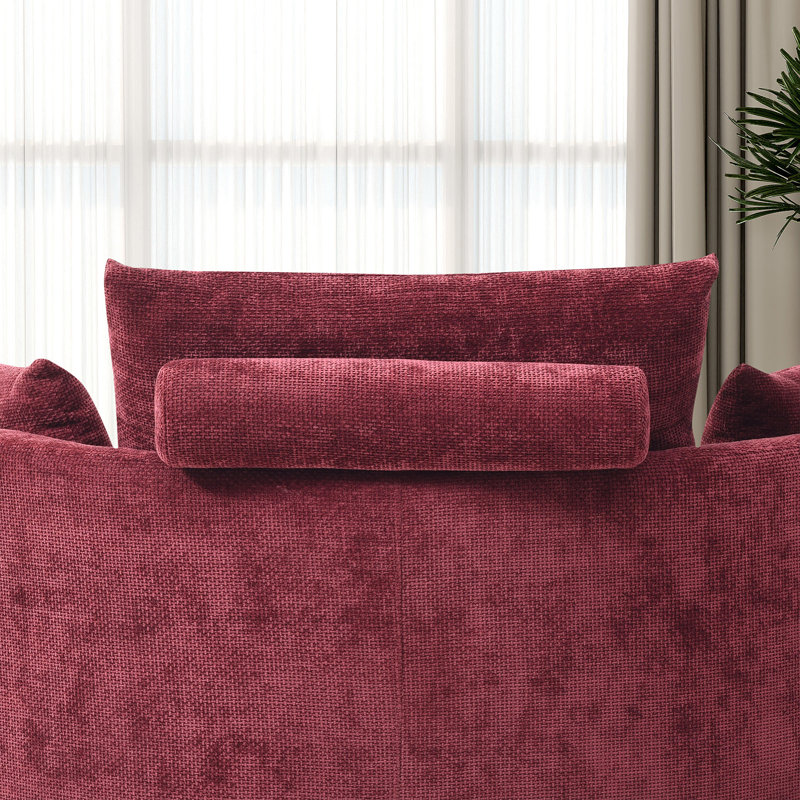 Upholstered Foldable Sleeper Sofa Bed, Burgundy Linen