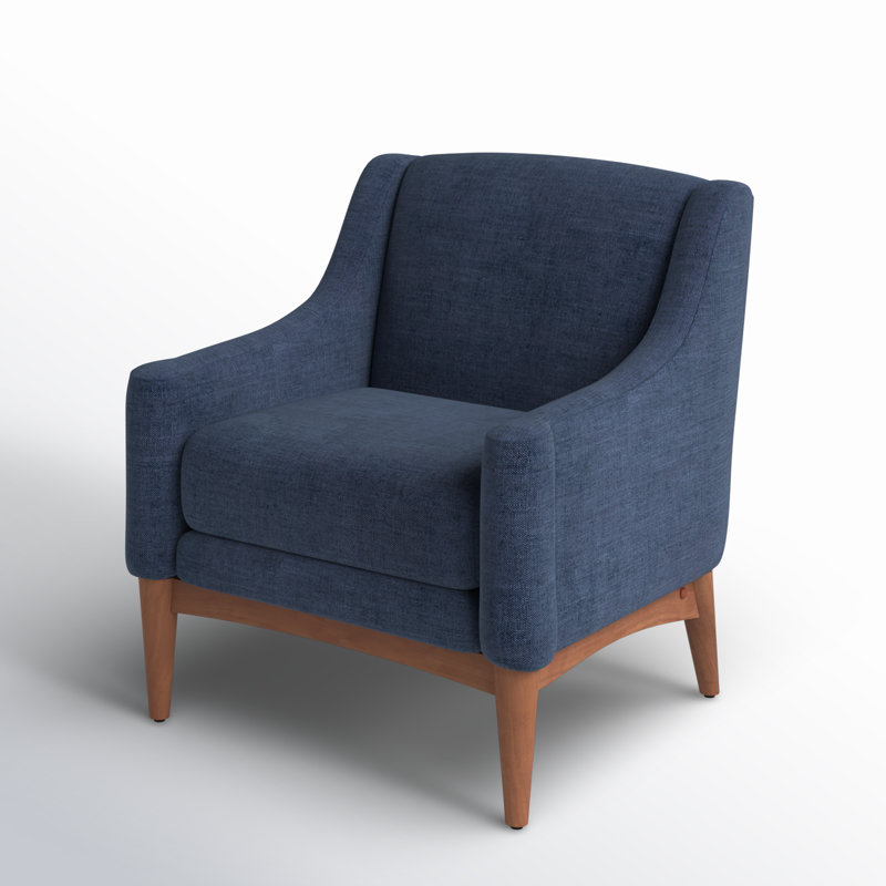 Fauteuil Arshanti avec pieds en bois massif, Marine