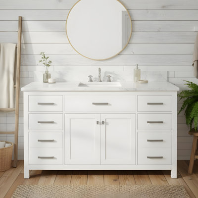Meuble-lavabo autoportant avec cadre en bois massif et comptoir