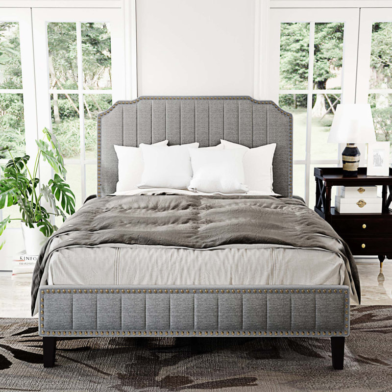 Upholstered Storage Bed, Full / Double, Gray