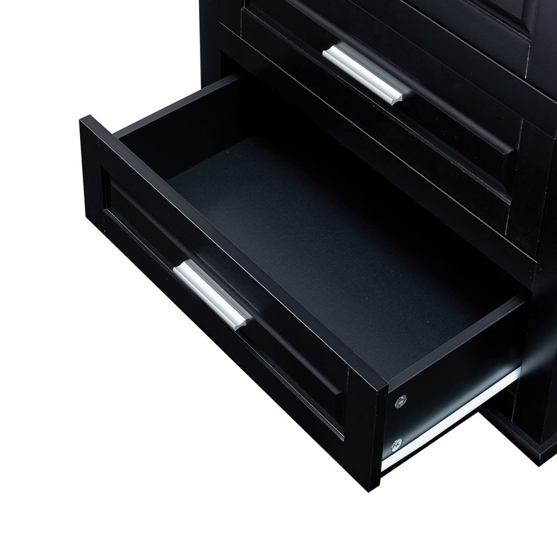 Tall Storage Cabinet with 3 Drawers - Adjustable Shelves, Water-Resistant MDF, Anti-Tipping Kit for Bathroom, Office & Kitchen Organization
