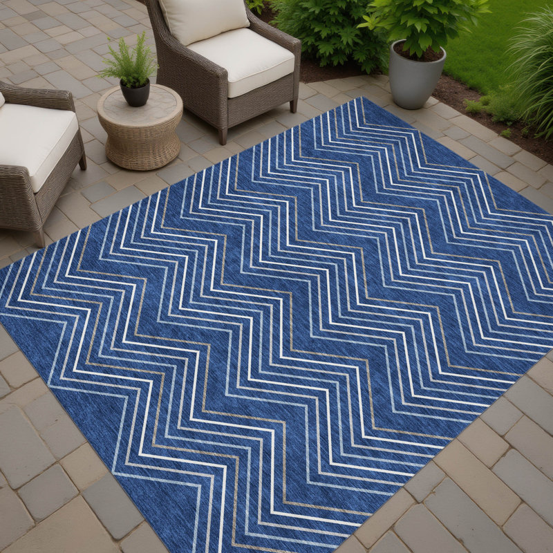 Machine Washable Indoor/Outdoor Jozwiak ACN2391 Geometric Rug, Rectangle 9' x 12'