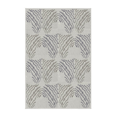 Laine tissée à la machine abstraite Sigtuna et Tapis décoratif gris polyester