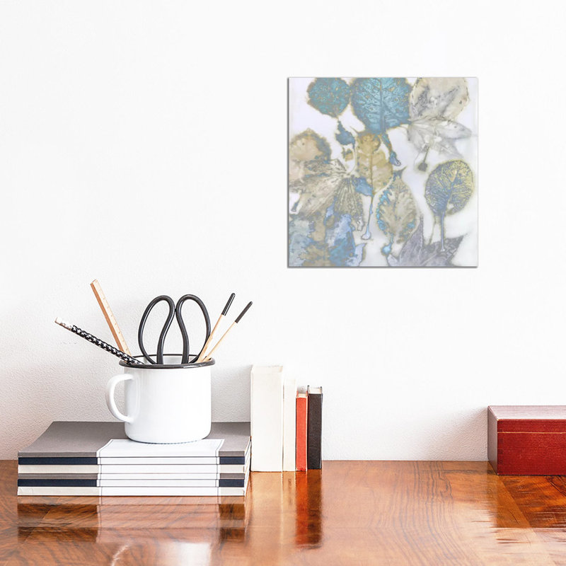 Aqua Leaves I by Danielle Carson - Wrapped Canvas Painting, 30.48 cm H x 30.48 cm W