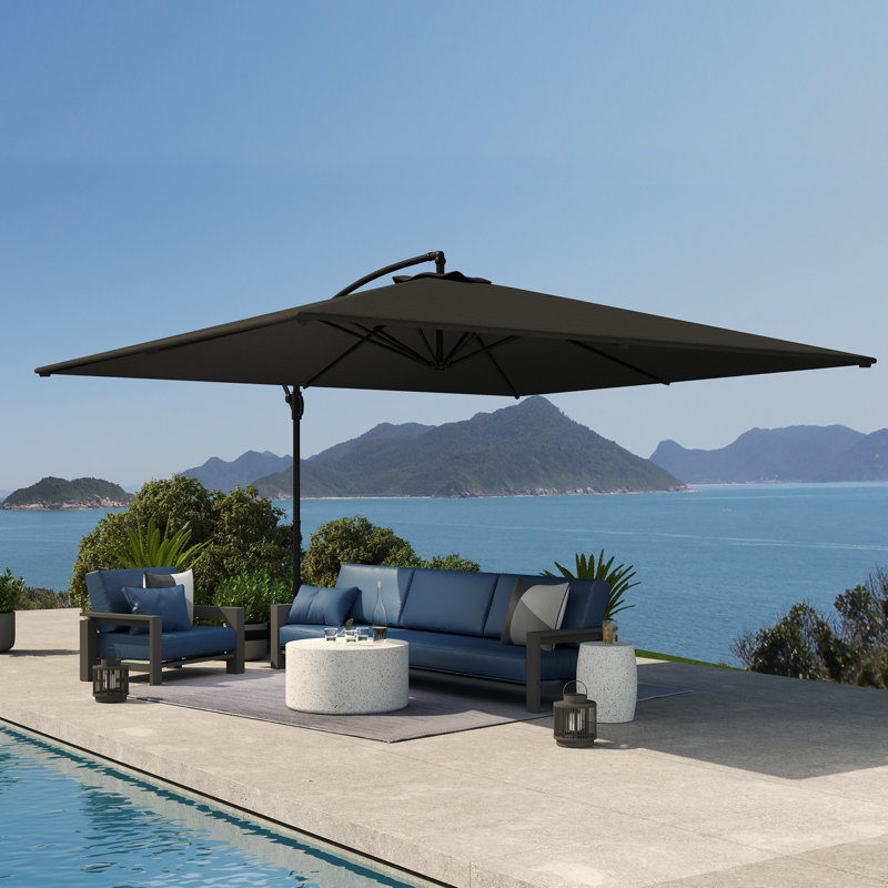 Parasol rectangulaire en porte-à-faux, avec protection UV UPF50 +, gris