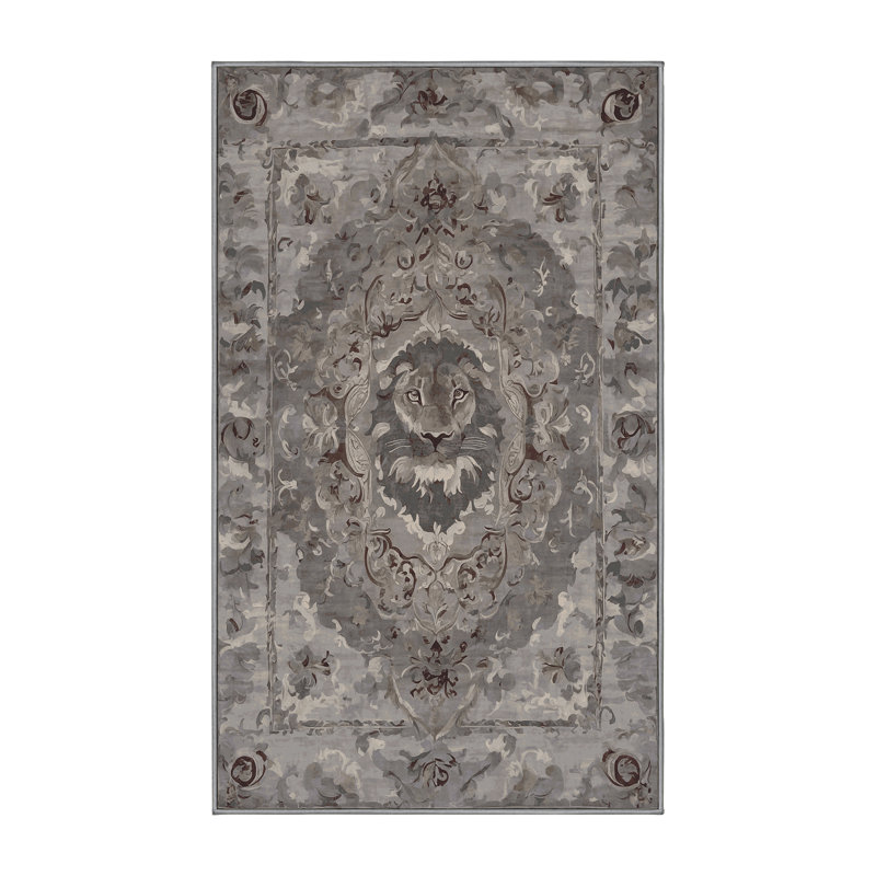 Tapis gris soyeux et moelleux, Rectangle 7 pi x 9 pi