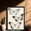 Art mural papillon noir, aquarelle encadrée de style rétro-1566150987
