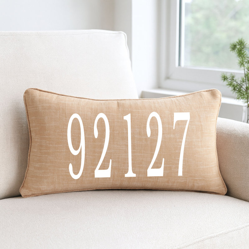 Coussin personnalisé avec code postal personnalisé, Oui, Tanné, Pillow Cover Only - No Insert