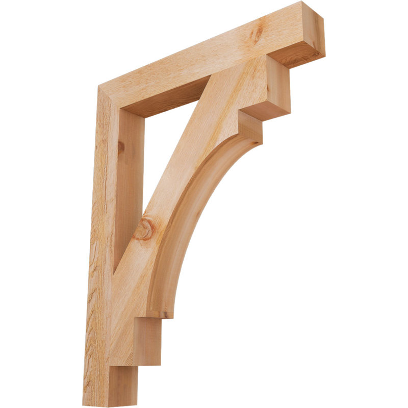 Merced H W D Wood Bracket / Corbel, 36" H x 4" W x 28" D, Western Red Cedar (Rough Sawn)